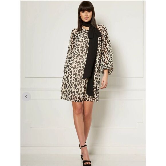 New York & Company Eva Mendes Collection leopard Sabrina dress sz S - Picture 1 of 10